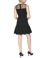 Karl Lagerfeld Paris Women's Lace-Yoke Drop-Waist Dress