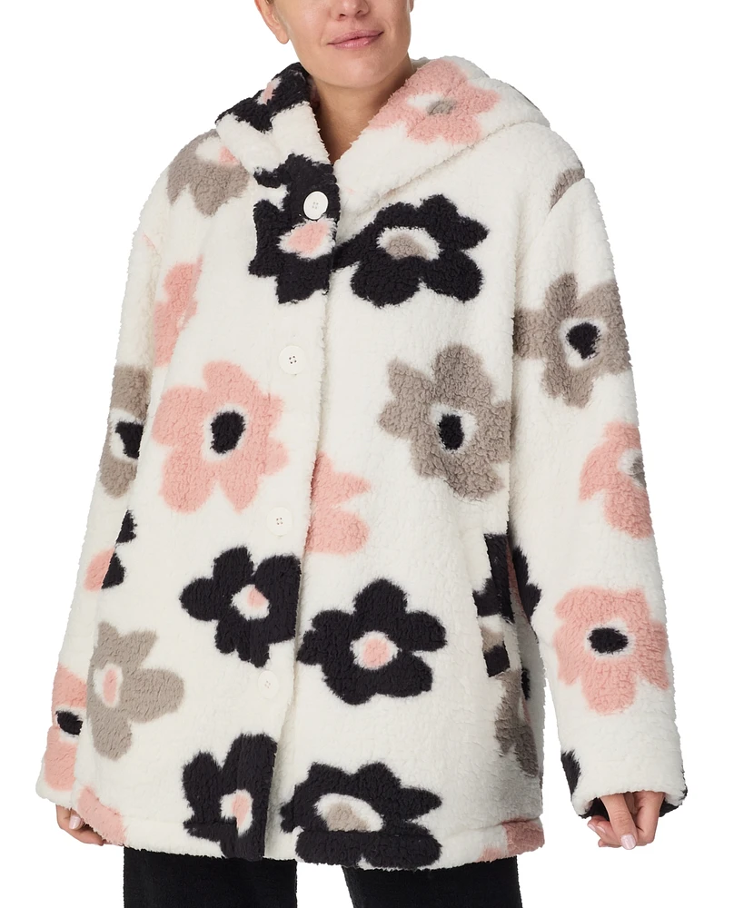 Sanctuary Women's Hooded Printed Fleece Jacket