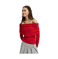 Cotton On Women's Everfine Rib Ruched Off Shoulder