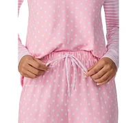 Cuddl Duds Women's Printed Button-Front Jogger Pajama Set