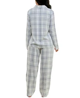 Roudelain Women's Notched-Collar Flannel Pajama Set