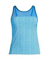 Lands' End Women's Chlorine Resistant Smoothing Control Mesh High Neck Tankini Swimsuit Top