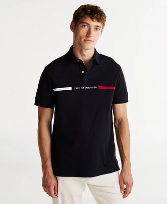 Tommy Hilfiger Men's Short Sleeve Embroidered Chest Stripe Polo Shirt