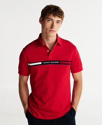 Tommy Hilfiger Men's Short Sleeve Embroidered Chest Stripe Polo Shirt