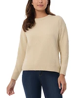 Jones New York Petite Diagonal Knit Crewneck Sweater