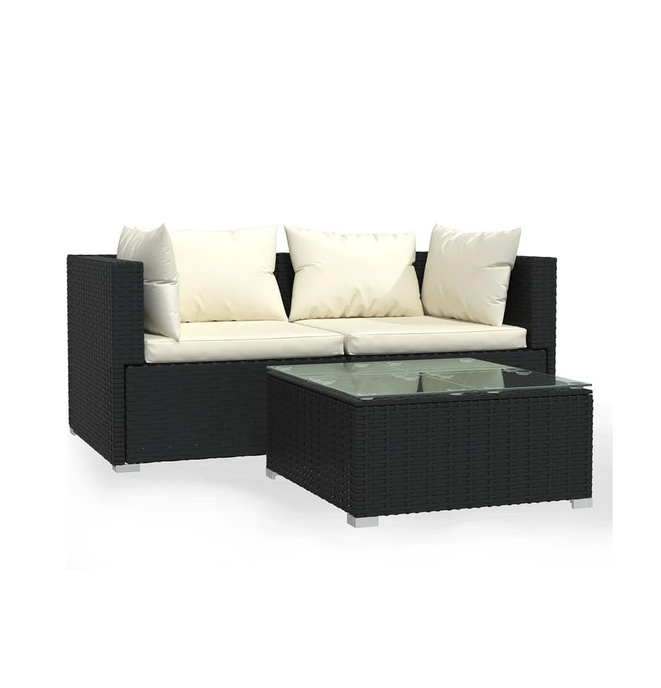 vidaXL Patio Furniture Set Piece with Cushions Poly Rattan