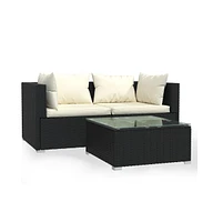 vidaXL Patio Furniture Set Piece with Cushions Poly Rattan