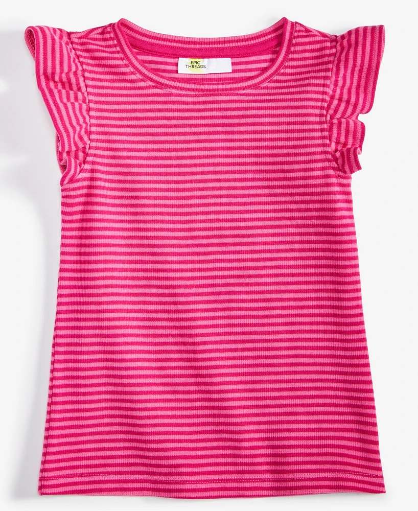 Epic Threads Toddler Girls Striped Flutter-Sleeve T-Shirt, Created for Macy's