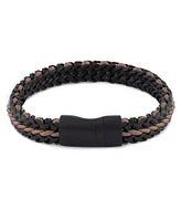 Rhona Sutton Gunmetal Brown Cord with Chain Stainless Steel Bracelet