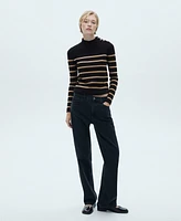 Mango Women's Shoulder Buttons Detail Striped Sweater