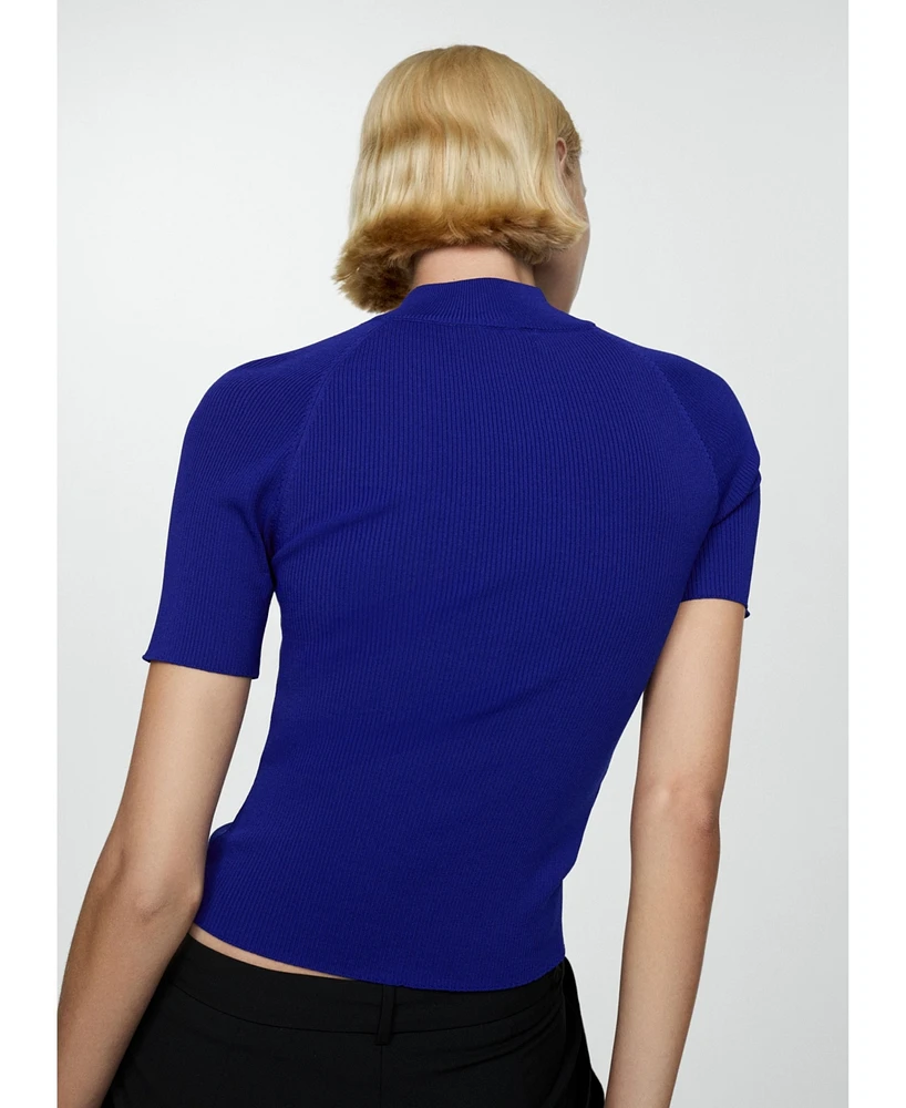 Mango Women's Zipper Detail Short-Sleeved Sweater