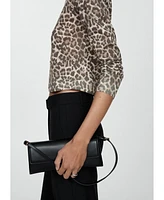 Mango Women's Leopard Knit Cardigan Sweater