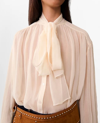 Mango Women's Puffed Sleeves And Bow Detail Blouse