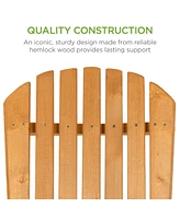 Best Choice Products Folding Adirondack Chair Outdoor, Wooden Accent Lounge Furniture w/ 350lb Capacity