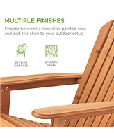 Best Choice Products Folding Adirondack Chair Outdoor, Wooden Accent Lounge Furniture w/ 350lb Capacity