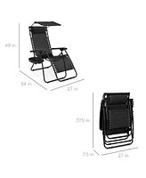 Best Choice Products Folding Zero Gravity Recliner Patio Lounge Chair w/ Canopy Shade, Headrest