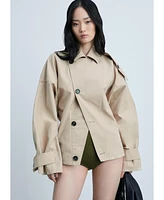 Mango Women's Short Double-Breasted Trench Coat