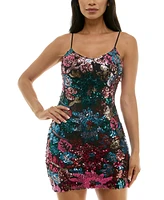 Crystal Doll Juniors' Scoop-Neck Sequined Bodycon Dress