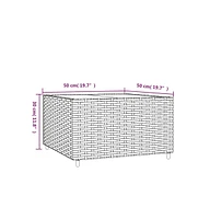 vidaXL Square Patio Coffee Table 19.7"x19.7"x11.8" Poly Rattan