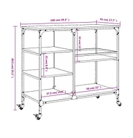 vidaXL Kitchen Trolley Smoked Oak 39.4"x17.7"x35.2" Engineered Wood