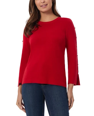 Jones New York Women's Peek-a-Boo-Sleeve Sweater