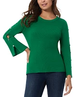 Jones New York Women's Peek-a-Boo-Sleeve Sweater