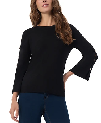 Jones New York Women's Peek-a-Boo-Sleeve Sweater