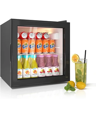 Jinjunye Beverage Refrigerator Cooler, 62 Can 1.6 Cu.ft Mini Fridge, Small Refrigerator with Glass Door for Beer Drinks Soda Wine, Freestanding Counte