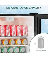 Jinjunye Beverage Refrigerator Cooler, 128 Can 3.2Cu.ft Mini Fridge, Small Refrigerator Glass Door for Beer Drinks Soda Wine, Beverage Fridge with Adj