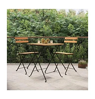 vidaXL 3 Piece Folding Bistro Set Solid Wood Teak and Steel