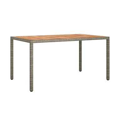 vidaXL Patio Table 59.1"x35.4"x29.5" Poly Rattan and Acacia Wood Gray