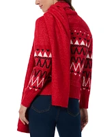 Jones New York Women's Fair Isle Crewneck Sweater & Scarf