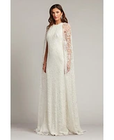 Tadashi Shoji Women's Piers Embroidered Cape Gown