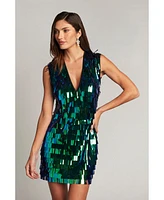 Tadashi Shoji Women's Birdie Sequin Fringe Mini Dress