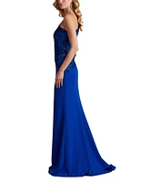 Tadashi Shoji Women's Abner One Shoulder Embroidered Bodice Gown