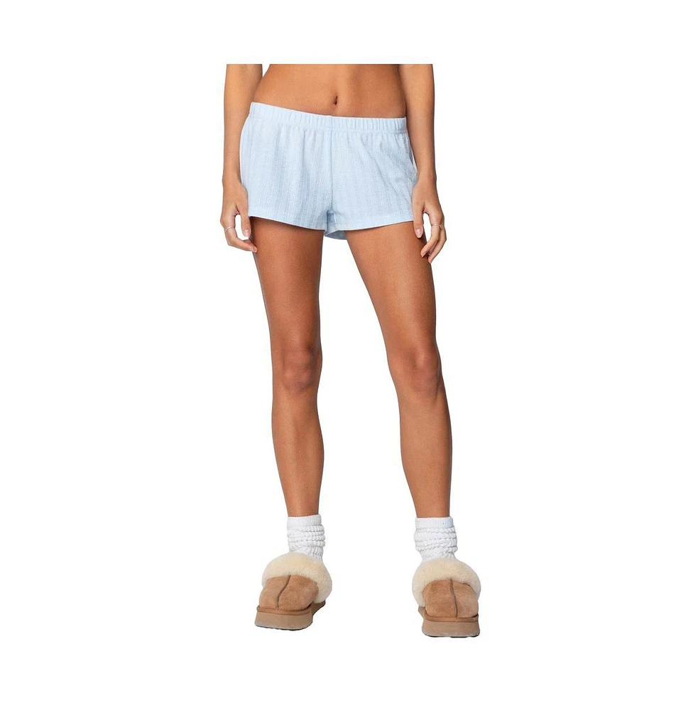 Edikted Women's Irene Low Rise Pointelle Micro Shorts