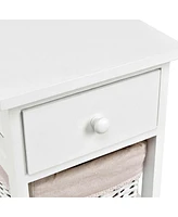 Gymax 2 Pc End Bedside Table Nightstand Chest Cabinet