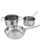 BergHOFF DiNA Helix 5pc Recycled 18/10 Stainless Steel Cookware Set, Glass Lids