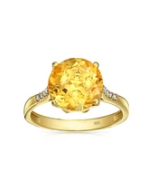 Bling Jewelry Classic 3CT Oval Solitaire Natural Zircon Synthetic Yellow Citrine Ring For Women Gold Plated Silver