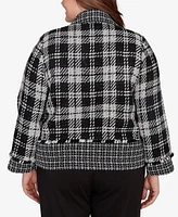 Alfred Dunner Plus Runway Ready Spliced Plaid Boucle Jacket