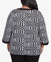 Alfred Dunner Plus Runway Ready Houndstooth Textured Top