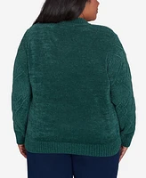 Alfred Dunner Plus Size Classic Chenille Diamond Stitch Turtleneck Sweater