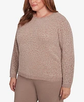 Alfred Dunner Plus Telluride Metallic Cheetah Textured Sweater