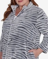 Alfred Dunner Plus Copenhagen Fuzzy Sculpted Zebra Animal Jacket