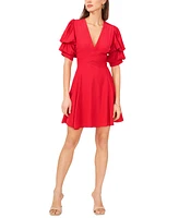 1.state Women's Tiered Bubble-Sleeve V-Neck Mini Dress