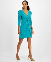 julia jordan Women's Puffed-Shoulder Twist-Front Dress