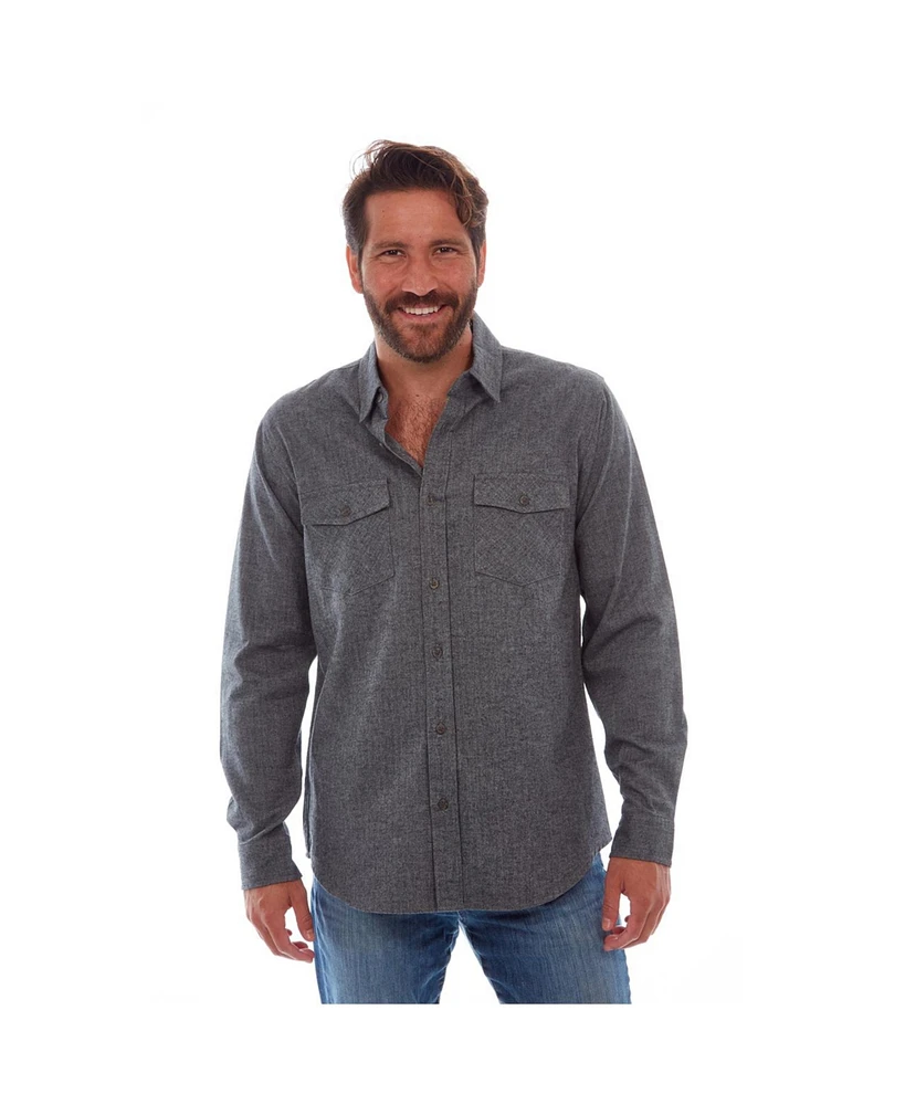 Px Men's Clothing Long Sleeve Herringbone Flannel Shirt