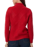 Jones New York Women's Diamond-Stitch Mock-Neck Sweater