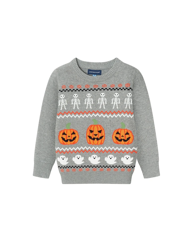 Andy & Evan Toddler Boys Toddler/Child Grey Intarsia Halloween Sweater