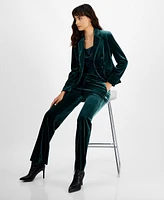 Bar Iii Women's Velvet One-Button Blazer, Created for Macy's